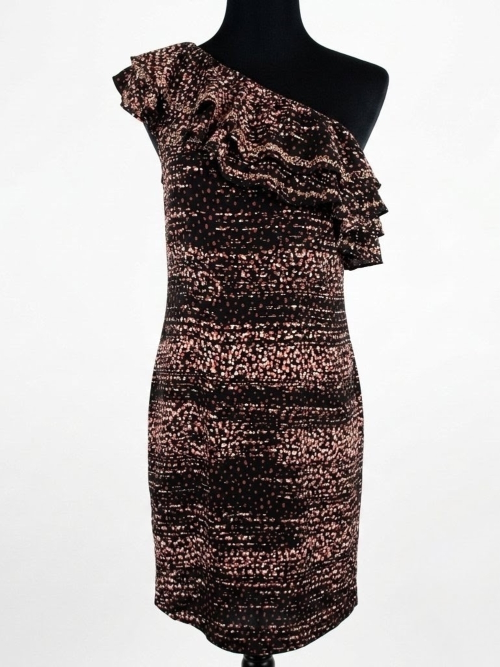 Apt. 9 One-Shoulder Ruffle Dress in Black and Blush - Picture 6 of 6